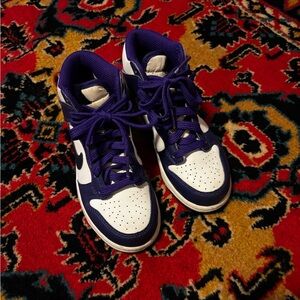 Purple and White High-Top Sneakers